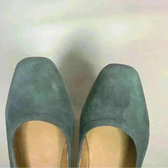 Madewell The Raquel Suede Heel Pump Blue Green Size 7 - Picture 4 of 8